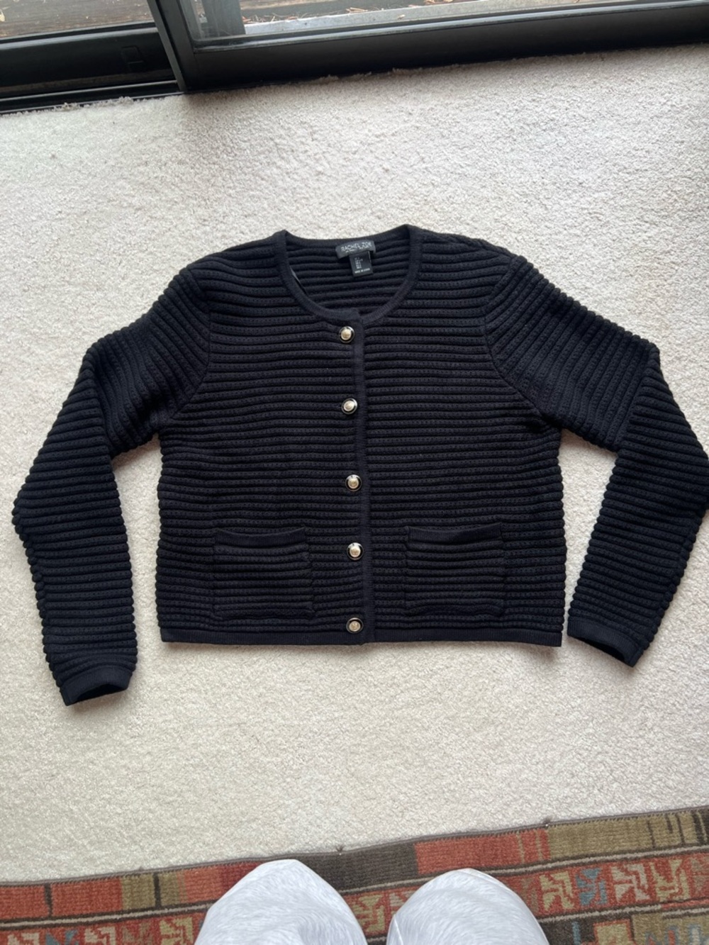 Rachel Zoe black chunky knit cardigan
